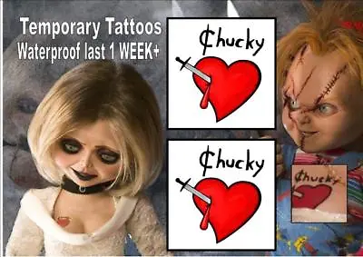 £5.99 • Buy BRIDE Of CHUCKY Tiffany TWO Temporary BOOB Tattoos WATERPROOF Last 1 WEEK+