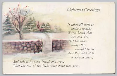 Holiday~Christmas~Home In Winter~Gate Open~Vintage Postcard • $2.80