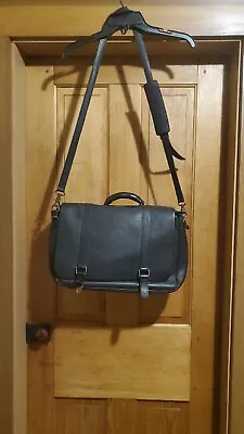 Eddie Bauer Black Leather Messenger Bag • $29