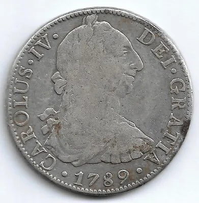 1789 8 Silver Reales Spanish Colonial Carolus III Head For Carolus IV KM# 106.2a • £225