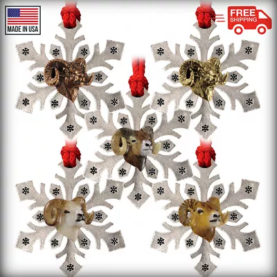 $27.99 • Buy Pewter Bighorn Sheep Snowflake Christmas Tree Ornaments, Made In The USA