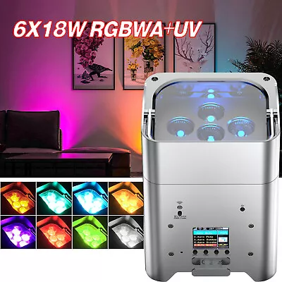 RGBWA UV 6 LED PAR Stage Light Rechargeable Battery DJ Light Wireless APP DMX • $109.99