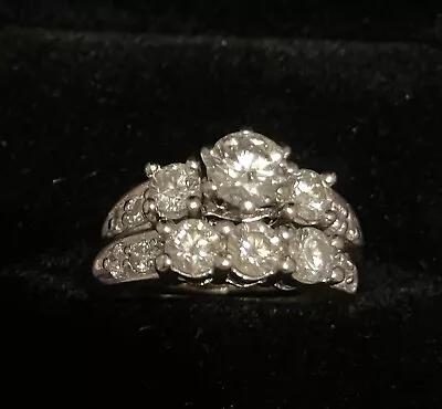 Engagement Wedding Ring Set 2CTW 14K White Gold Round Diamond Size 7 • $1230