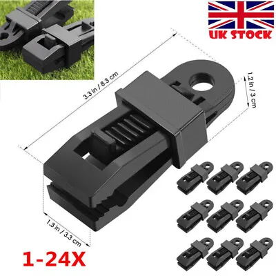 1-24X Black Heavy Duty Tarp Clips Camping Tent / Awning Clamps Tie Down UK • £13.99