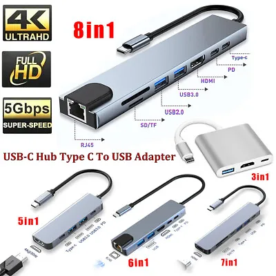 Multiport USB-C Hub Type C To USB 3.0 4K HDMI Adapter For Macbook Pro / Air USA • $12.69