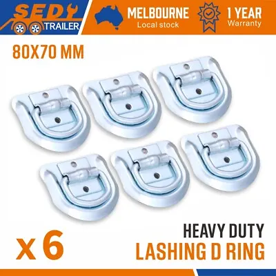 $16.99 • Buy 6x Lashing D Ring Zinc Plated Tie Down Points Anchor UTE Trailer New  80x70mm