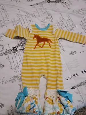 Mollie And Millie Horse Romper Girls INFANT SIZE 3-6 Months Boutique  • $14