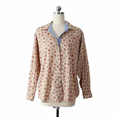 Vintage 90s Prairie Floral Print Button Shirt S Boho Cottagecore Cotton Vtg Cute • $20