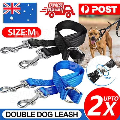$5.45 • Buy 2Way Double Dual Dog Leash Lead Walk 2 Dogs With Lead Coupler Nylon Harness AU