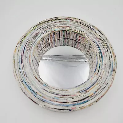 16 3/8  Round Mirror Recycled Magazine Frame Rolled Folded Multicolor  • $19.19