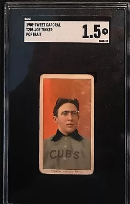 1909-11 T206 Tobacco Baseball Card JOE TINKER HOF Portrait Chicago Cubs SGC 1.5 • $550