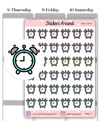 $3.30 • Buy Pastel Alarm Clock Planner Stickers, Clock Stickers, Calendar & Bullet Journal