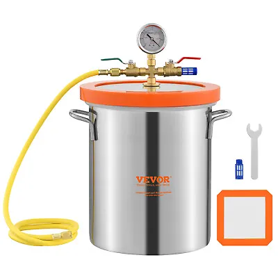 VEVOR Vacuum Chamber Tempered Glass Lid Vacuum 5 Gal Degassing Chamber Silicone • $85.98