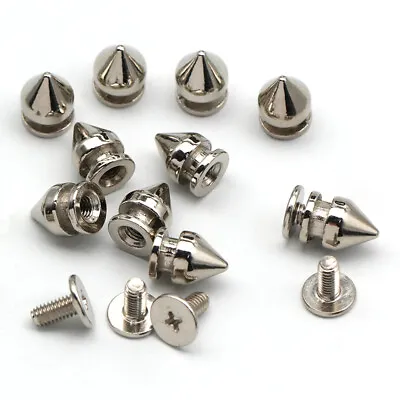 $5.99 • Buy 20 50pcs Silver Spots Cone Screw Metal Studs Leather Craft Rivet Bullet Spikes