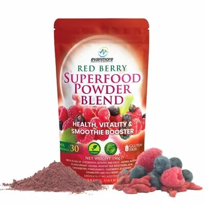 Red Berry Superfood Powder Blend Evanmore Smoothie Juice Health Vitality Booster • £14.95