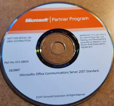 Microsoft Office Communications Server 2007 Standard X14-08836 CD • $5