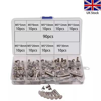 £7.69 • Buy 90x 5mm Chicago Screws 5,8,10,12,15,18,20,25,30mm Book Binding Nickel Plated Set