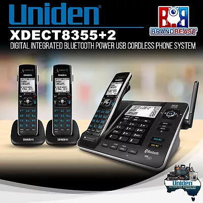 Uniden XDECT8355+2 Digital Integrated Bluetooth Power USB Cordless Phone System • $279.95