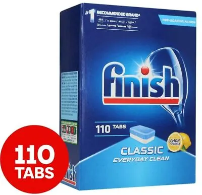 $29.90 • Buy 110x Finish Classic Clean Dishwashing Tablets Tabs Caps Classic Lemon Sparkle