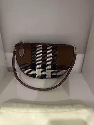 Burberry Birch Brown Knitted Check Olympia Bag • $895