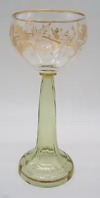 Antique Moser 2 Color Intaglio Cut Wine Glass Goblet • $89