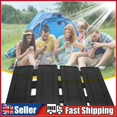 5V 40W Foldable Solar Panel Ultra-thin Waterproof Emergency Power Bank (Black) • £30.89