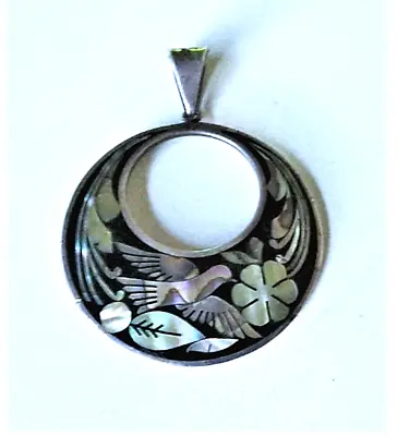 Vtg Sterling Silver MEXICO Beautiful Bird & Floral Abalone Inlay Pendant Lot  • $58.99