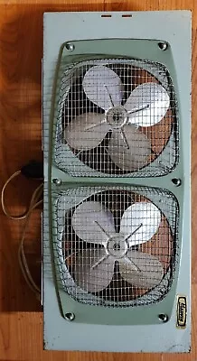 Vintage Marvin Model 282 Dual Twin Metal Window Fan Green Tested • $69.95