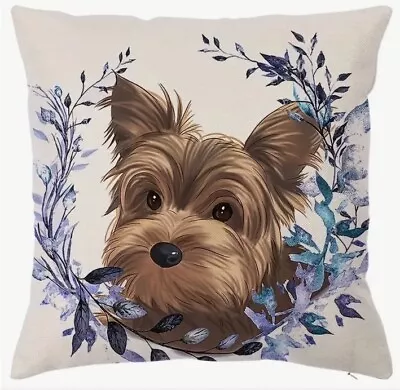 Adorable YORKIE Dog Nature Animals Soft Throw Pillow Cover Home Decor 18X18” • $14.95