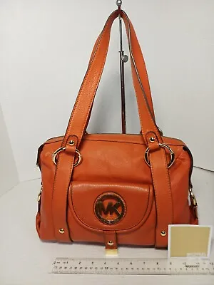 Michael Kors Bedford Satchel Medium Orange Pebbled Leather Buckles • $53.10