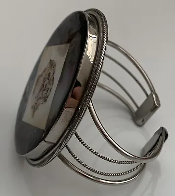 Vintage Silver Tone Tiger Design Cuff Bracelet • $20.99