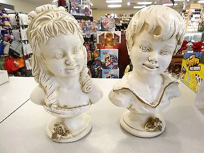 Piano Bust Figures Statues Boy & Girl Universal Statuary Usa 1962 • $19.99