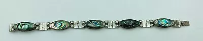 Sterling Mexican Abalone 7  Bracelet W Hinged Panels • $18.07