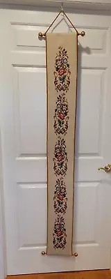 Beautiful Vintage Needlepoint Bell Pull High Quality With Brass Hardware • $50