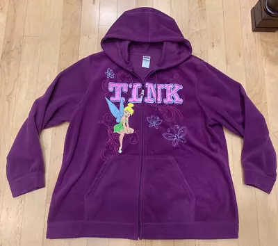 Women's 2XL Disney Tinkerbell Fleece Zip Up Jacket Long Sleeve Shirt Hoodie EUC • $34.99