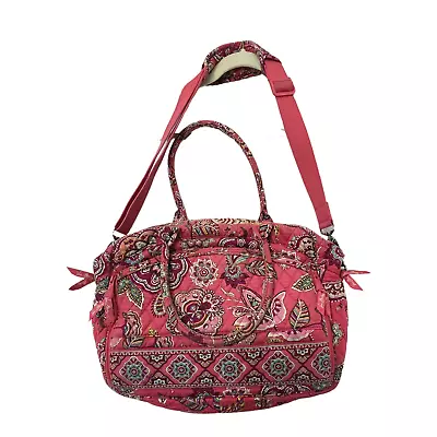 VERA BRADLEY Call Me Coral Messenger Laptop Bag Pink RETIRED Pockets • $10.98