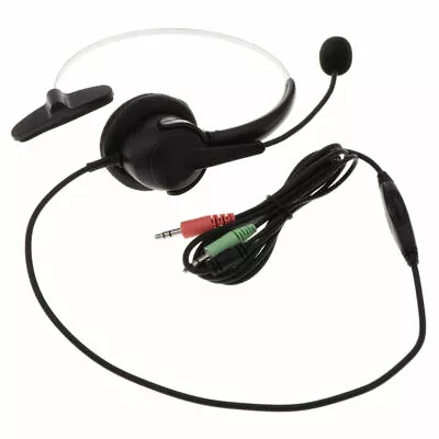 Call Center Office Hands-free Headset 3.5 Mm Headphones Monaural Microphone • £7.99