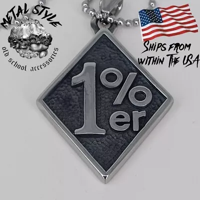 Mens One Percenter 1%er Pendant Necklace Biker Jewelry Stainless Steel Chain • $15