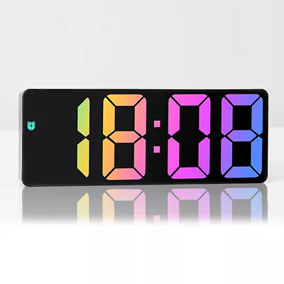 Rainbow LED Desk Digital Alarm Clock Mirror Display USB Snooze Temperature Mode • $12.08