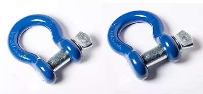 2x 1  D Ring Blue Bow Shackle Screw Pin Zinc Clevis Rigging Towing WLL 8.5Ton • $44.99