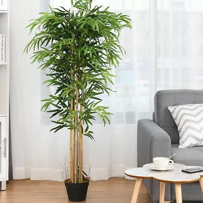 $82.98 • Buy 5-Feet Artificial Bamboo Silk Tree Green Indoor-Outdoor Home Decoration Planter