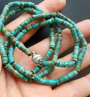 Natural Hubei Heshi Thin Turquoise Stone Beaded NecklaceCharm MenWomen Jewelry • $16.20