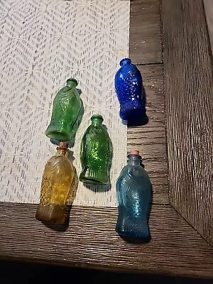 Wheaton Glass Aqua Blue Fisch's Bitters Mini Figural Medicine Bottle 3  Fish • $5