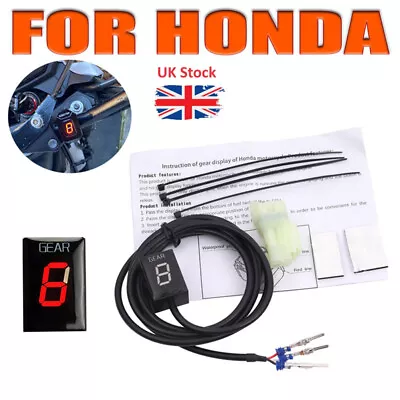 Motorcycle 1-6 Speed LED Gear Indicator Display For HONDA CBR CBF NC VTX XL TRX • £25.02