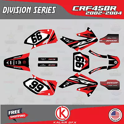 Graphics Kit For HONDA CRF450R (2002-2004) CRF 450R DIVISION-red • $126.99