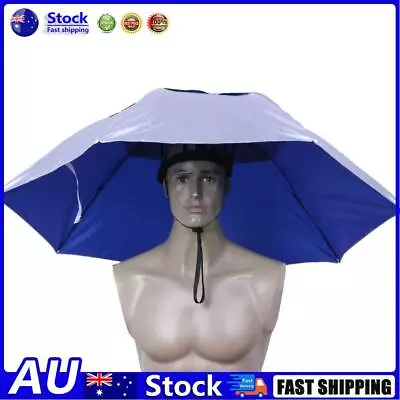 $15.49 • Buy AU Head Umbrella Anti-UV Anti-Rain Outdoor Fishing Umbrella Hat(Royal Blue)