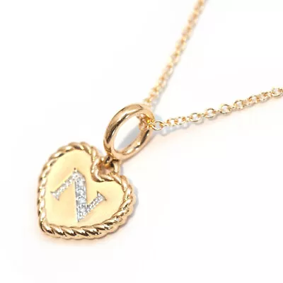 New DAVID YURMAN Heart Initial Charm N 18K Yellow Gold & Diamond 18  Necklace • $595