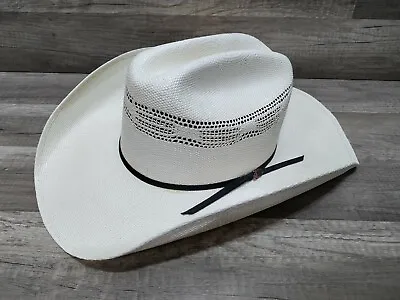 Justin 7 1/4 58 Ivory Hard Straw Western Cowboy Hat • $21.50