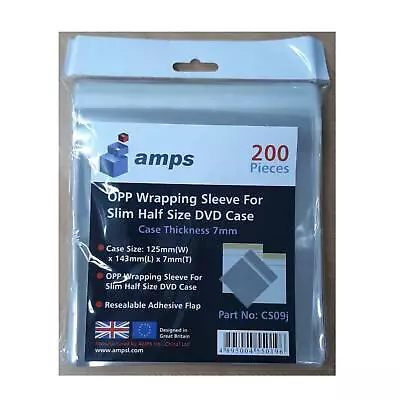 Amps 7mm Slimline CD Case Wraps / Half Size 7mm DVD Case Wraps - 200 Pack • £8.37