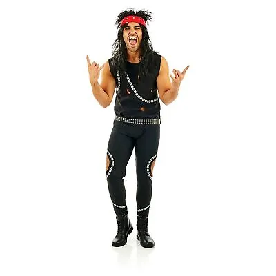 Mens 80s Glam Rocker Costume M - XL Adult Rockstar Rock Punk Star Fancy Dress • $31.95